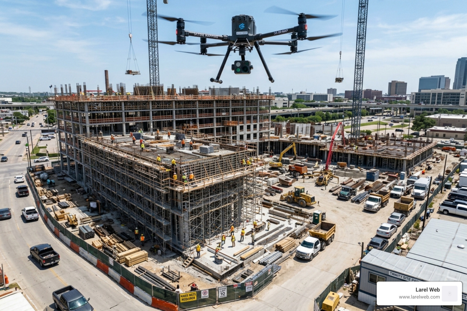 Drone performing a high-precision 3D mapping mission over a construction site - curso de drone