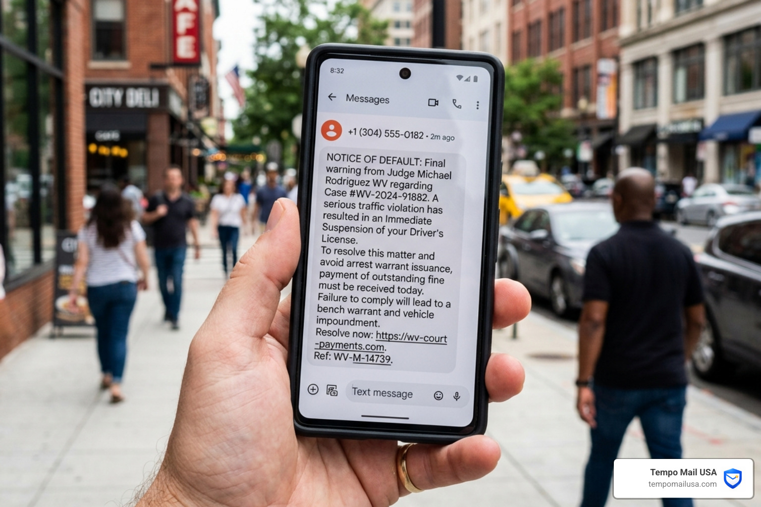 smartphone receiving a scam text message claiming notice of default from judge michael rodriguez - judge michael rodriguez wv smartphone receiving a scam text message claiming notice of default from judge michael rodriguez - judge michael rodriguez wv