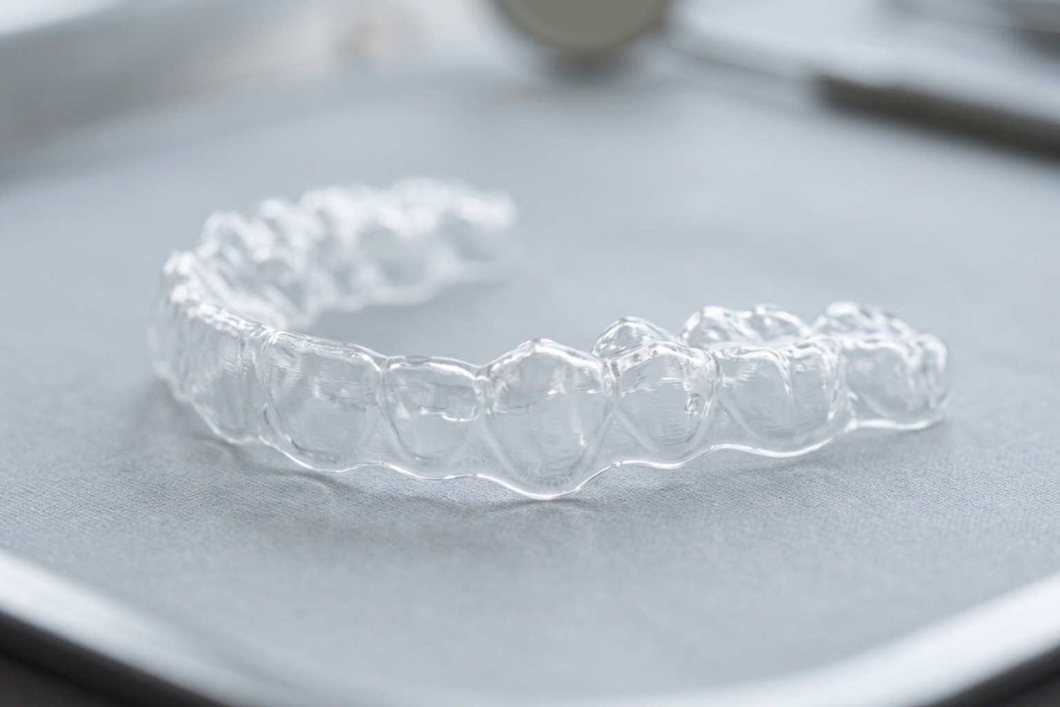 Modern clear aligner material close up.