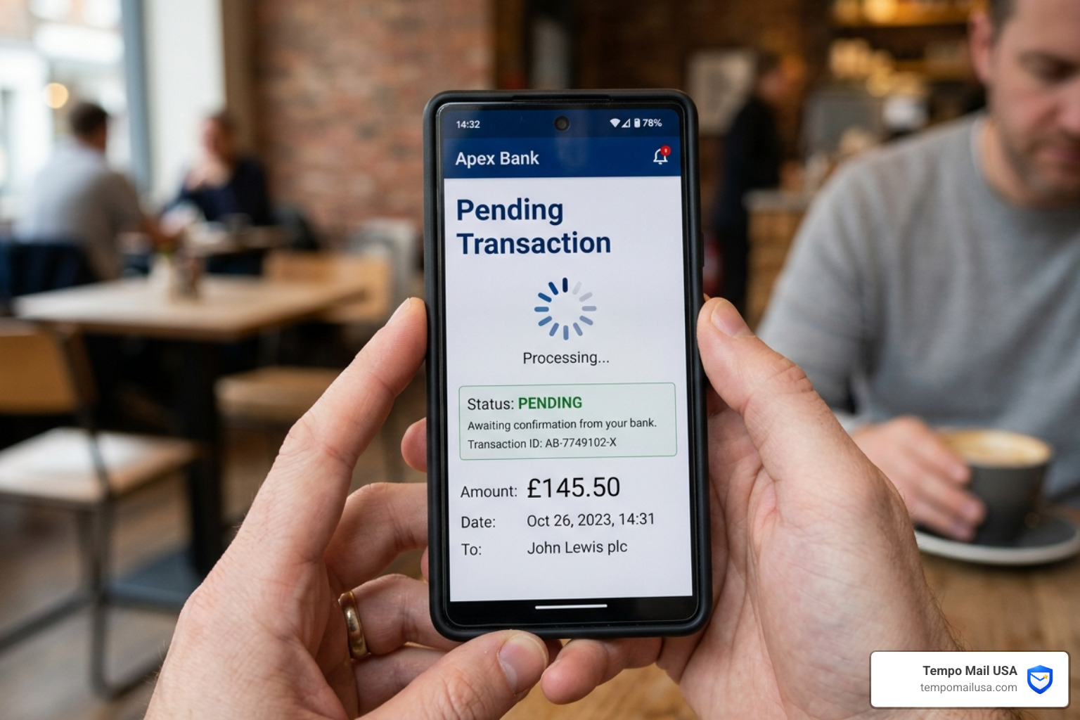 Pending transaction screen on a mobile phone - winnita casino scam Pending transaction screen on a mobile phone - winnita casino scam