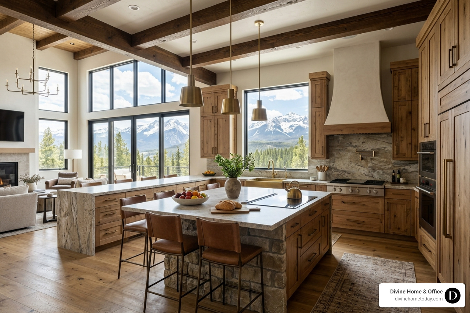 High-end modern mountain kitchen in a million-dollar Denver home stone countertops natural wood cabinetry - coastal modern High-end modern mountain kitchen in a million-dollar Denver home stone countertops natural wood cabinetry - coastal modern