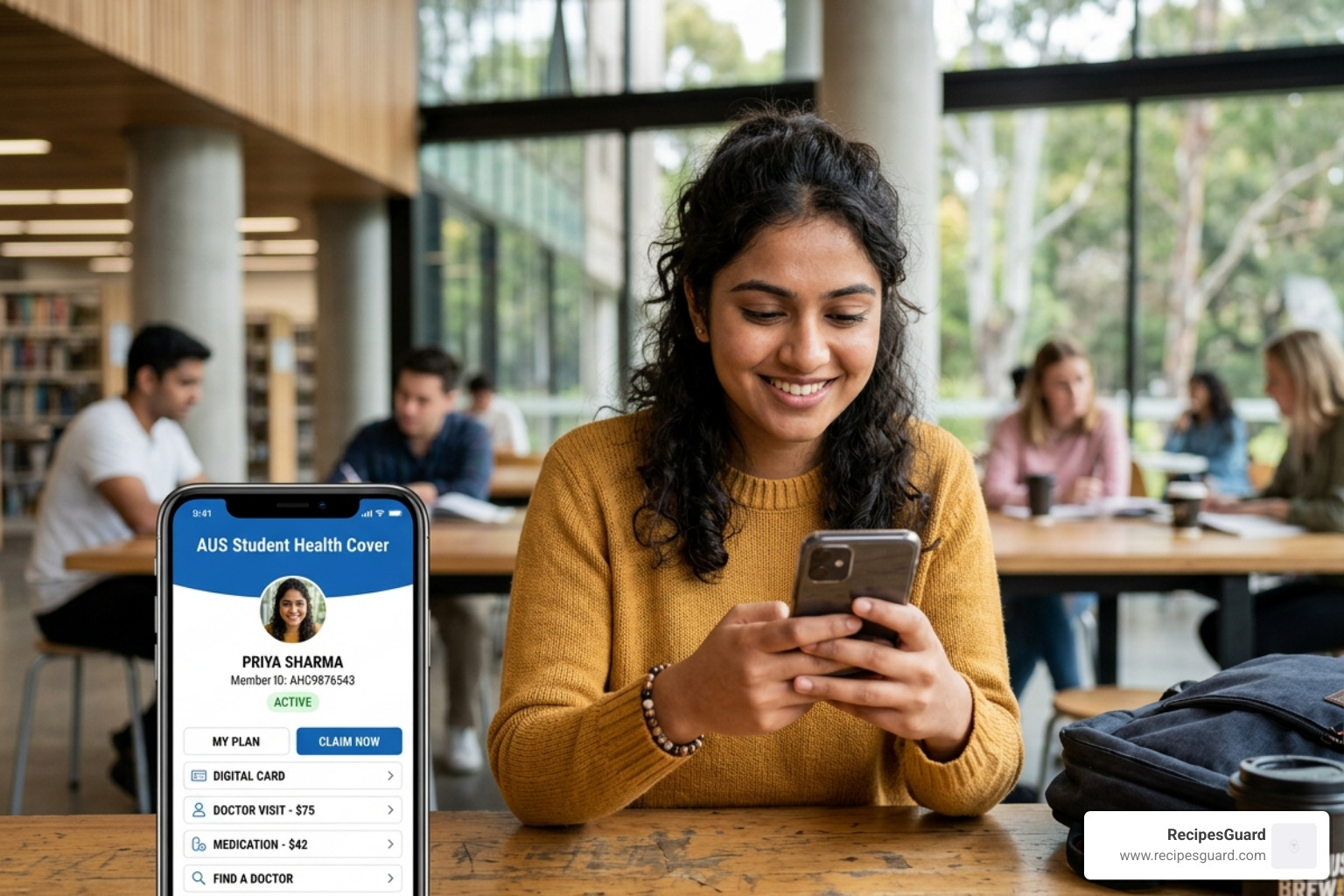international student using a mobile health app in Australia - what is overseas student health cover