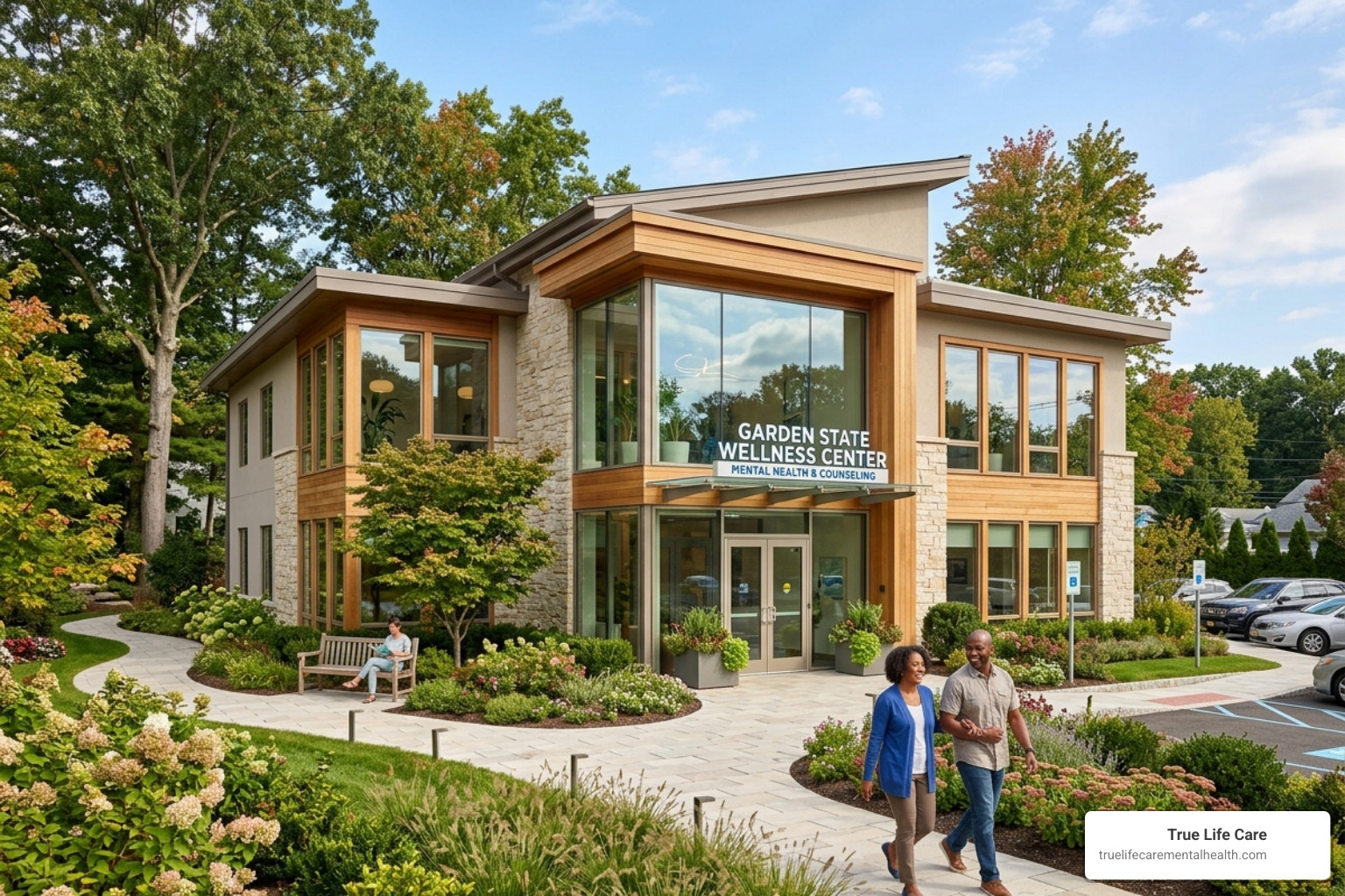 Modern, clean, and welcoming mental health facility exterior in New Jersey - inpatient psychiatric care for depression