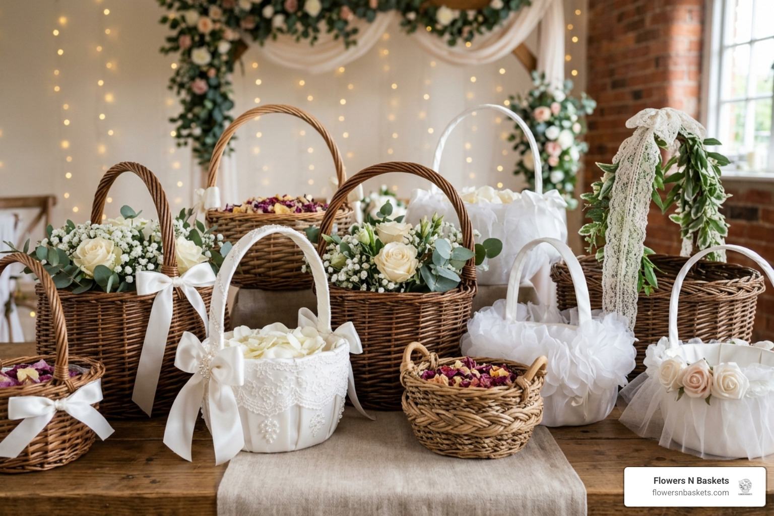 various high-quality wicker and satin flower girl baskets - Flower girl baskets various high-quality wicker and satin flower girl baskets - Flower girl baskets