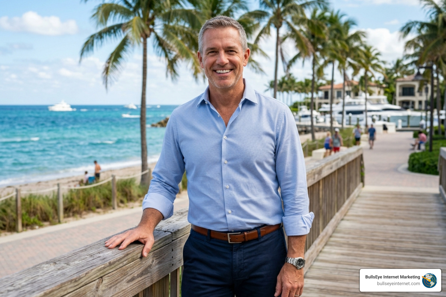 Successful business owner in South Florida smiling - South Florida local SEO