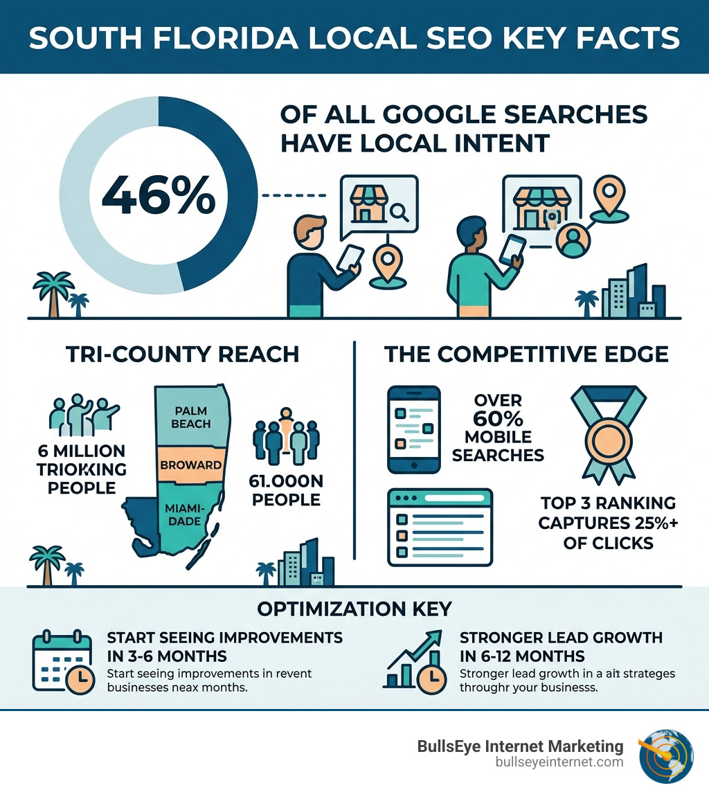 Infographic showing 46% local search intent statistic and South Florida SEO key facts - South Florida local SEO infographic 