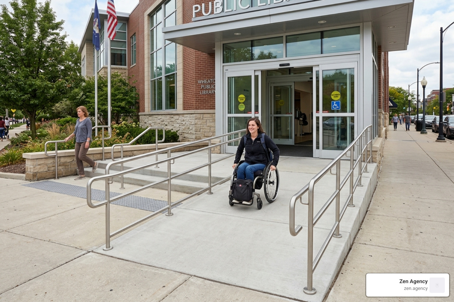 ADA-compliant accessible route and entrance - ADA legal requirements ADA-compliant accessible route and entrance - ADA legal requirements