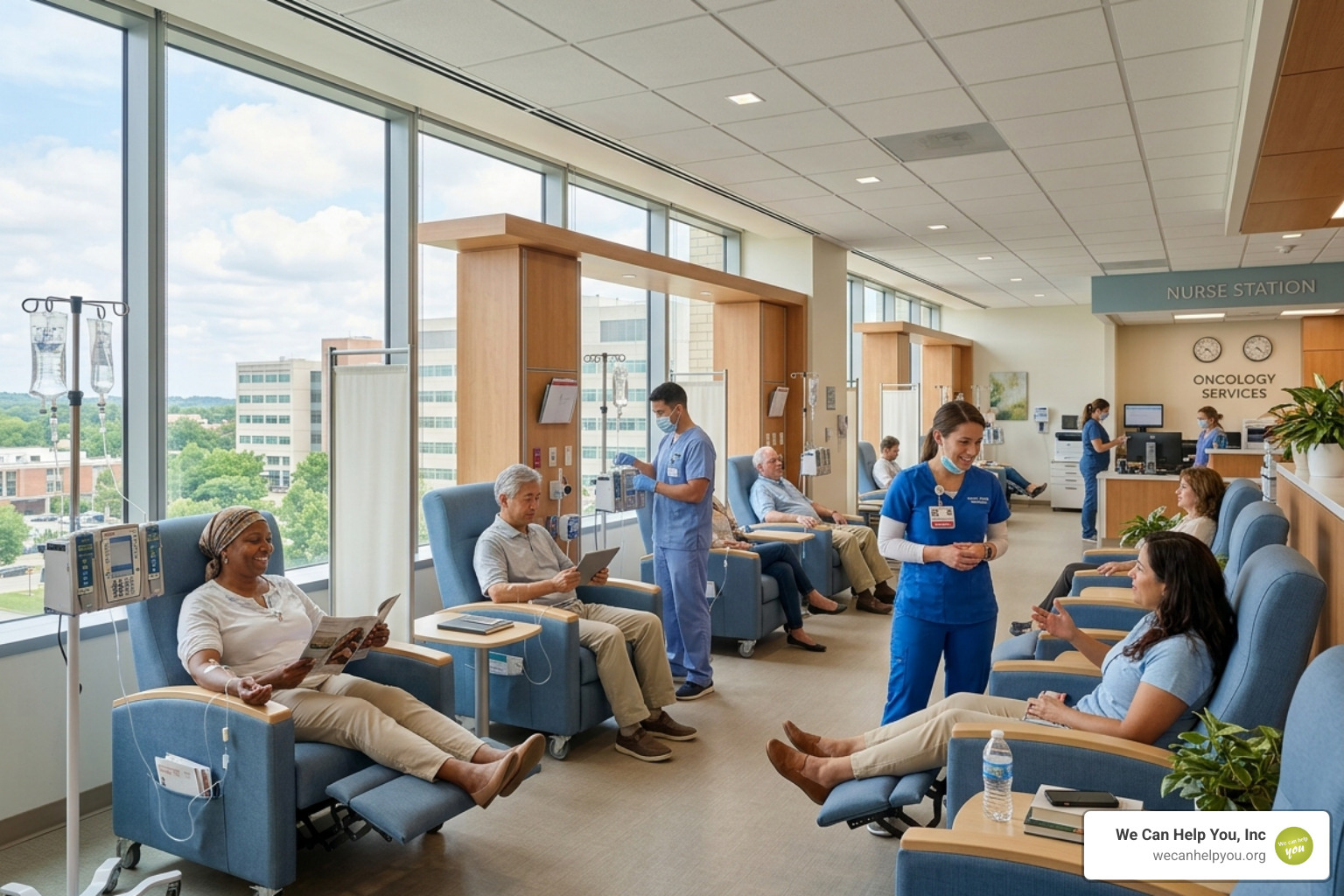 Modern oncology clinic interior with infusion chairs - does medicare advantage cover cancer treatment Modern oncology clinic interior with infusion chairs - does medicare advantage cover cancer treatment