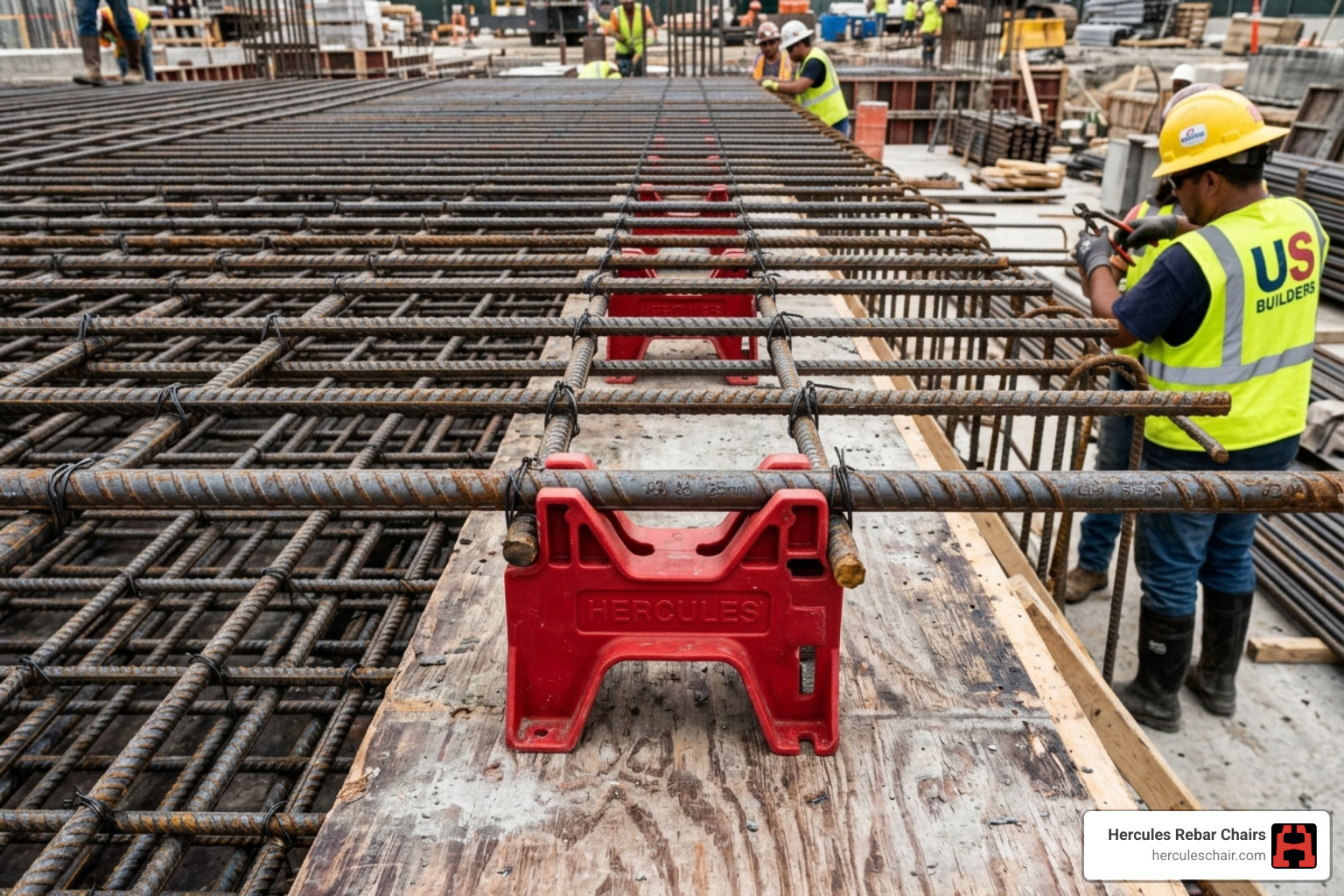 Hercules adjustable rebar chairs in a heavy-duty application - wholesale concrete supports