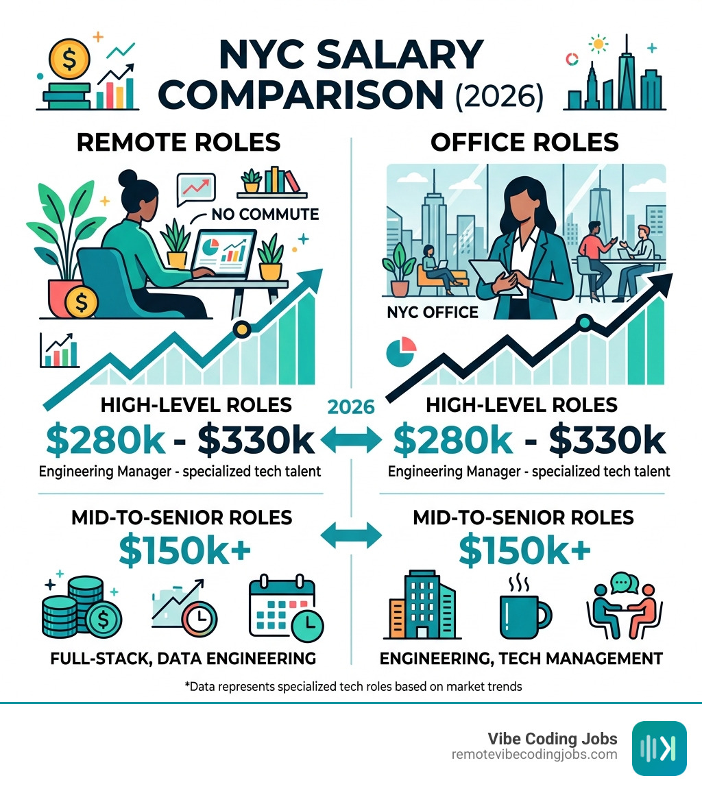 Salary comparison: remote vs office roles in NYC - remote jobs nyc infographic 
