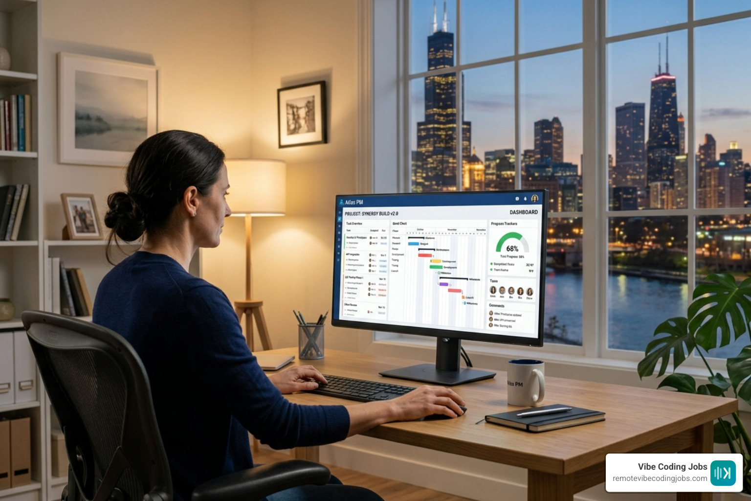 project management dashboard showing remote team tasks and deadlines - part time remote jobs nyc