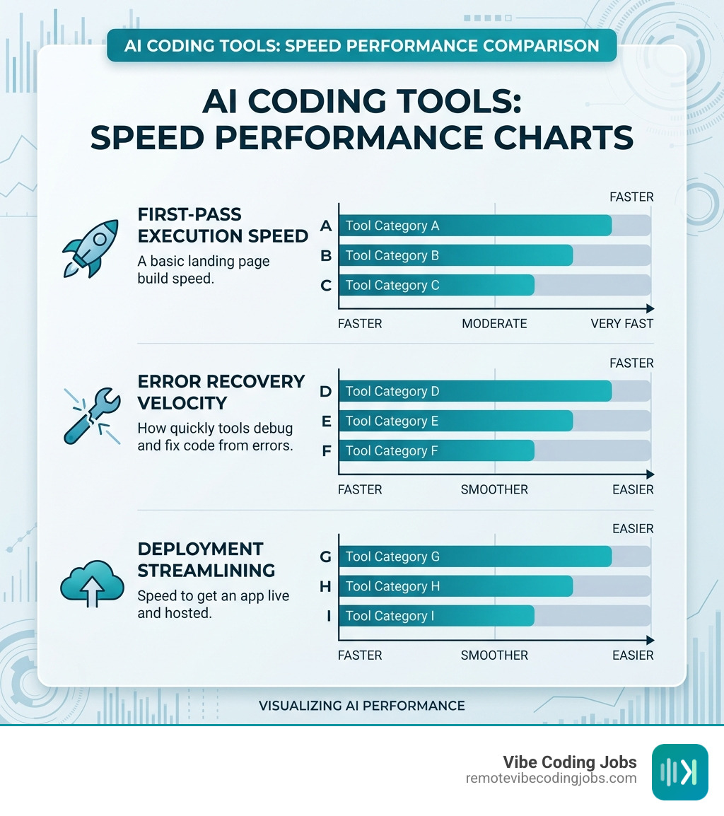 Infographic showing speed performance charts of different AI coding tools - ai tools for vibe coding infographic 