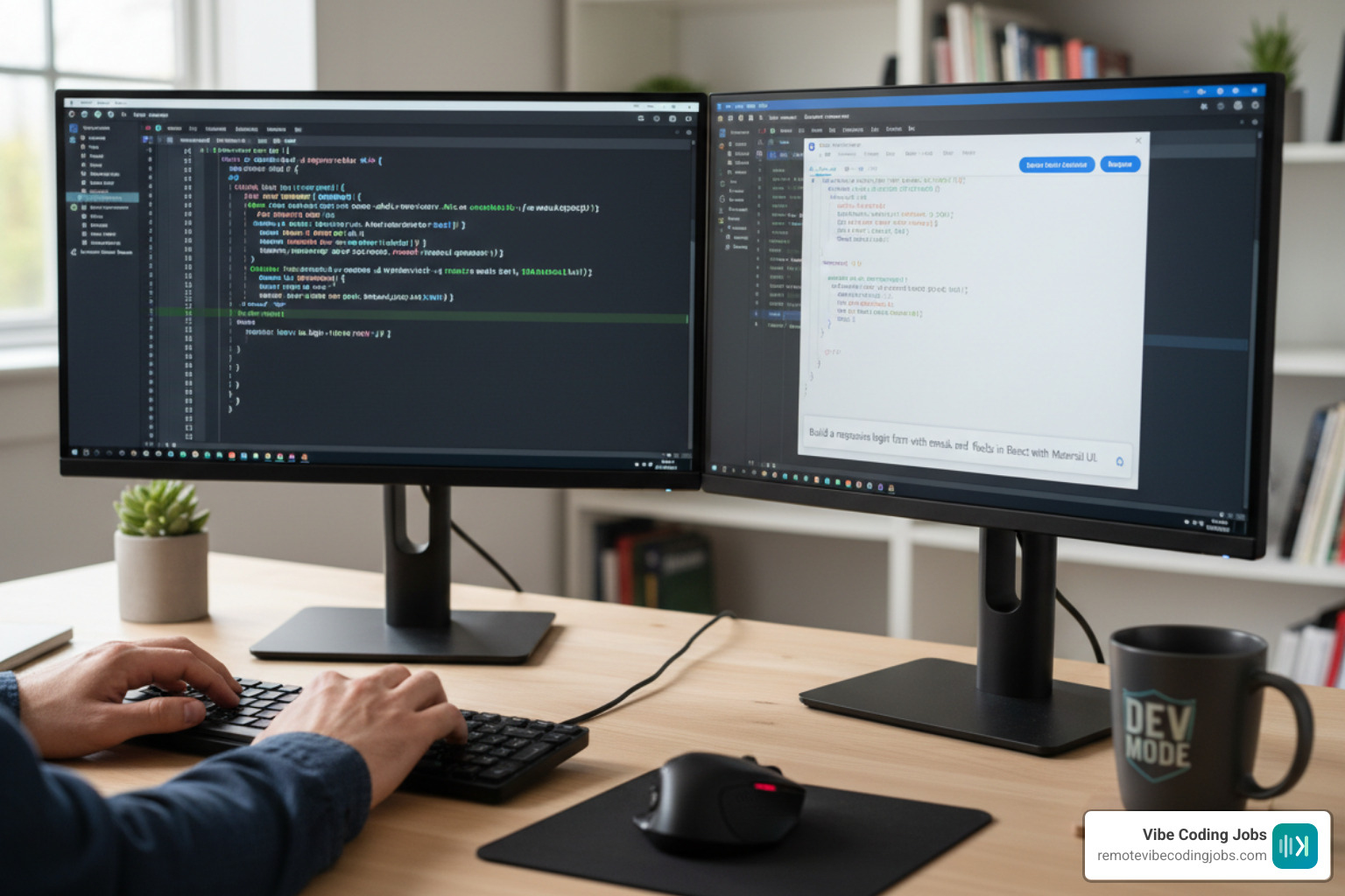 Comparison of manual syntax entry vs natural language prompting in a modern IDE - remote freelance vibe coder