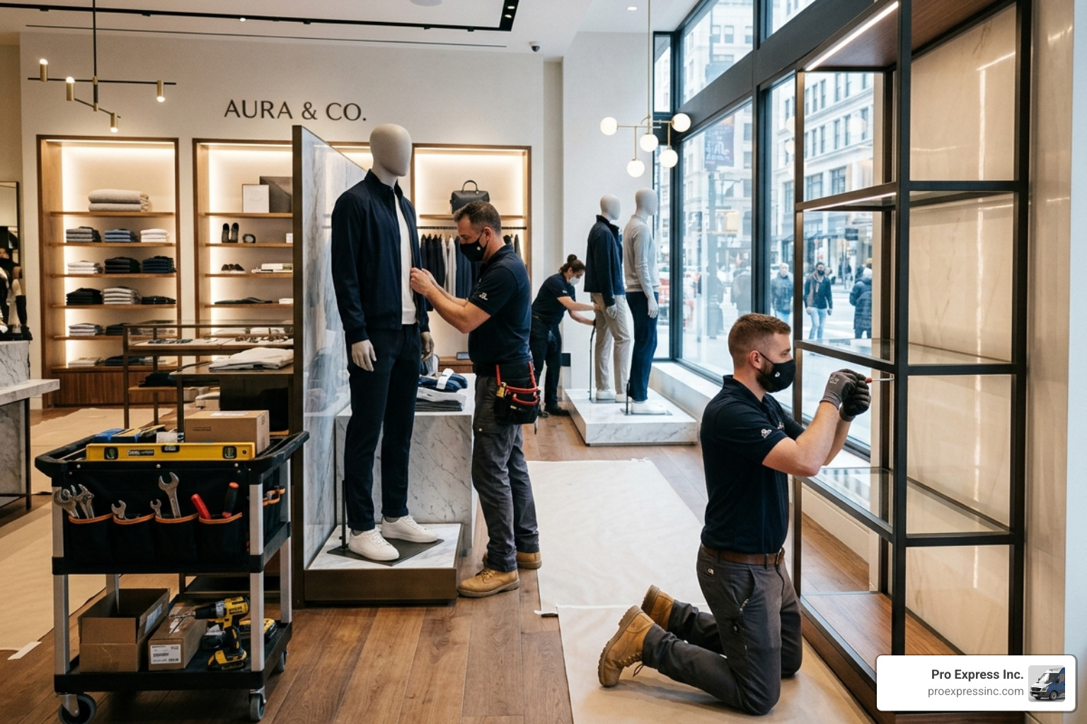 retail store fixture installation by professional team - white glove service