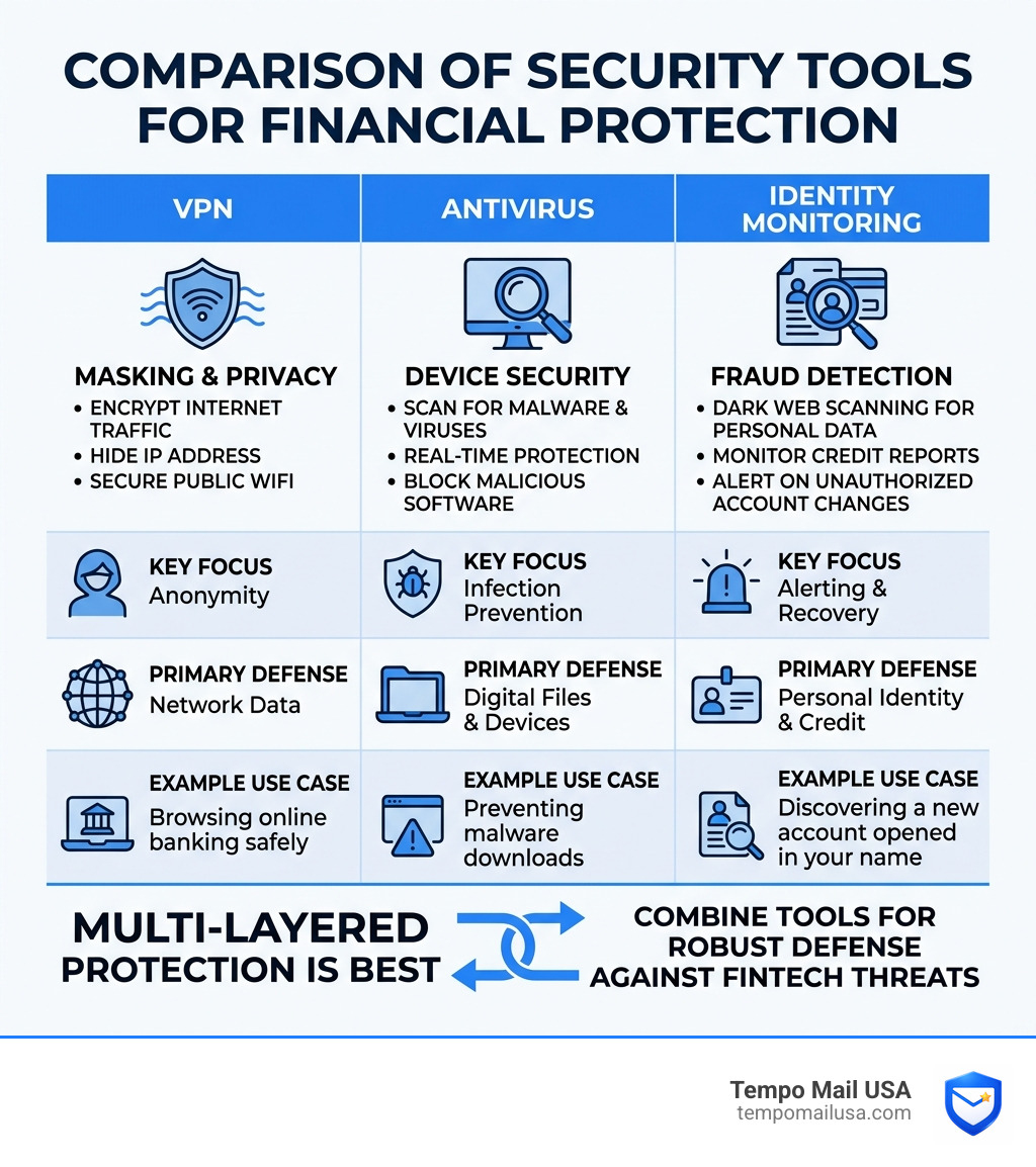Comparison table of security tools including VPNs, Antivirus, and Identity Monitoring - sj3 norman enterprises sent you ft 1 Comparison table of security tools including VPNs, Antivirus, and Identity Monitoring - sj3 norman enterprises sent you ft 1