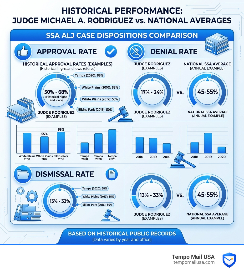 Table comparing Judge Michael Rodriguez stats to national averages - judge michael rodriguez philadelphia infographic 