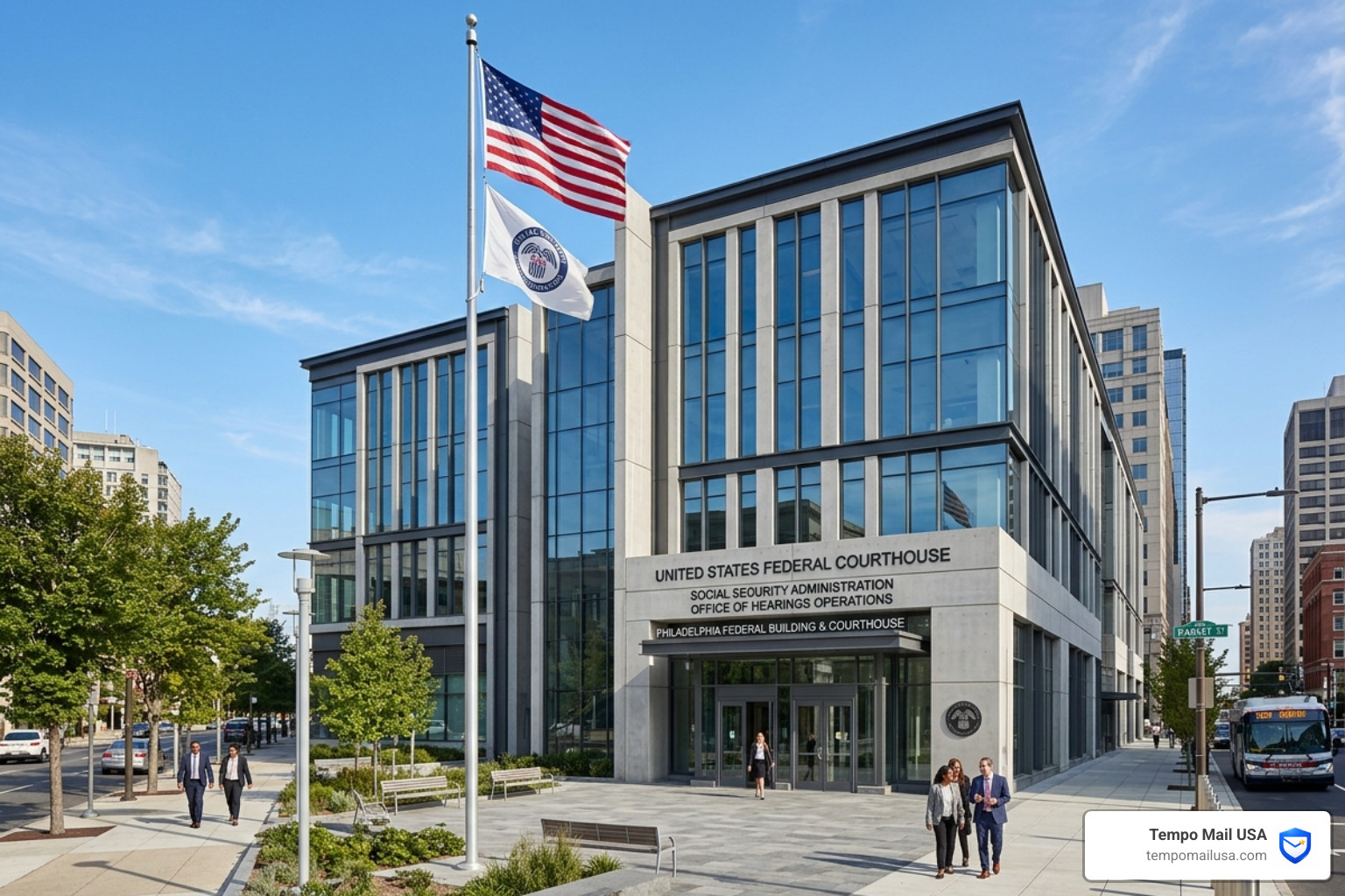 Modern courthouse exterior representing the SSA ODAR offices - judge michael rodriguez philadelphia
