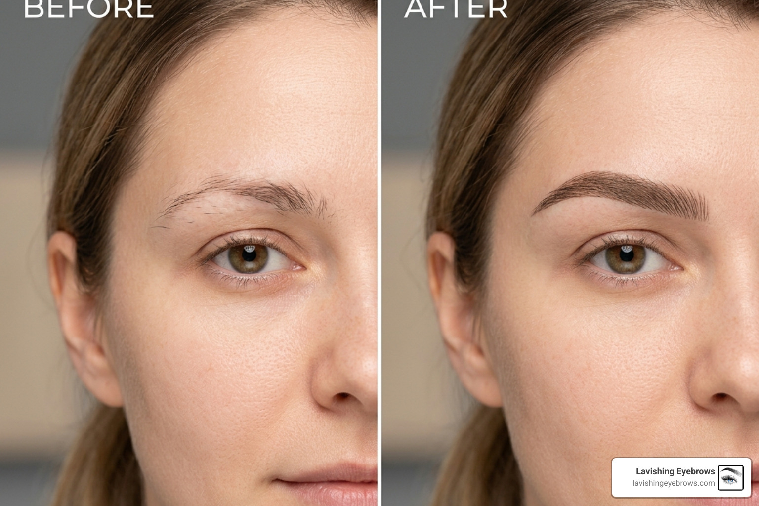 Comparison of sparse, over-plucked, and asymmetrical eyebrows before and after microblading - microblading eyebrows before