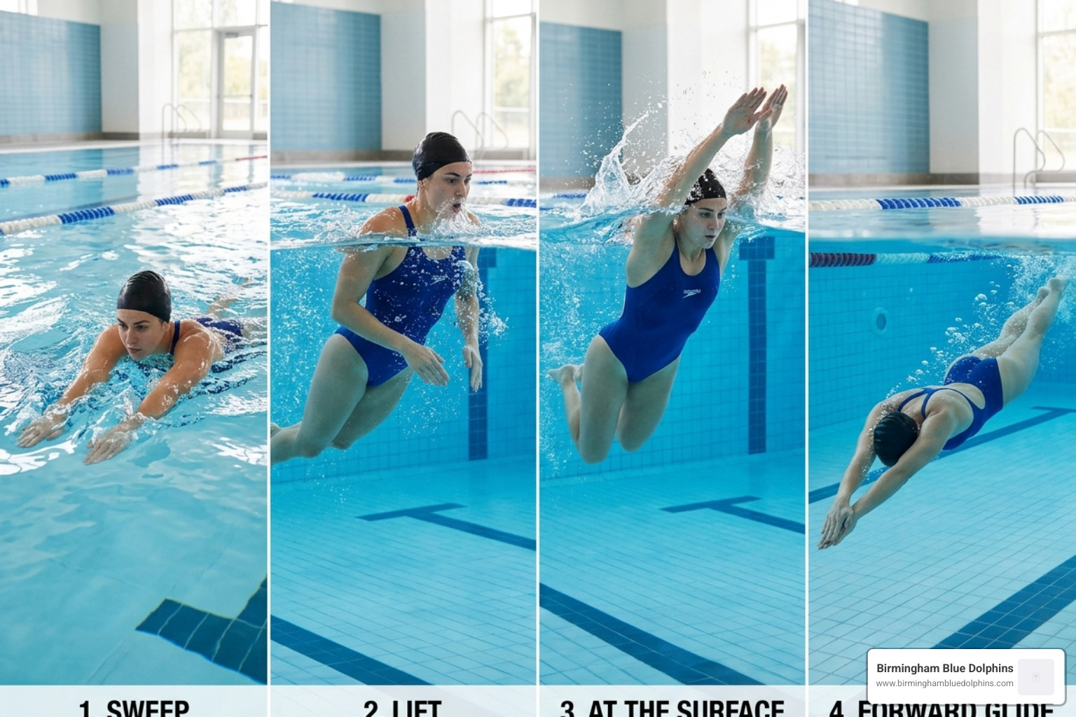 The S.L.A.F. phases of breaststroke timing showing Sweep, Lift, At the Surface, and Forward Glide - breaststroke timing and The S.L.A.F. phases of breaststroke timing showing Sweep, Lift, At the Surface, and Forward Glide - breaststroke timing and