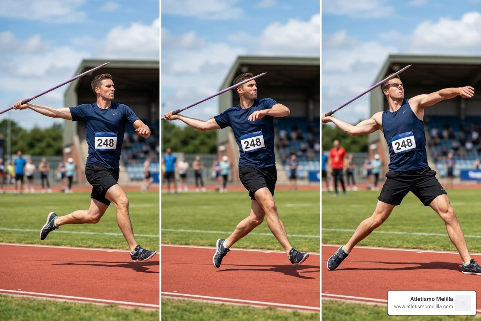 sequence of the crossover step showing the withdrawal of the javelin and the transition to the power position - Javelin