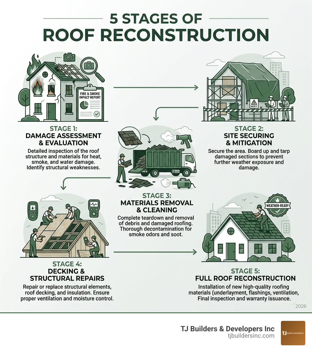 5 stages of roof reconstruction infographic - fire restoration roofing services infographic 5 stages of roof reconstruction infographic - fire restoration roofing services infographic