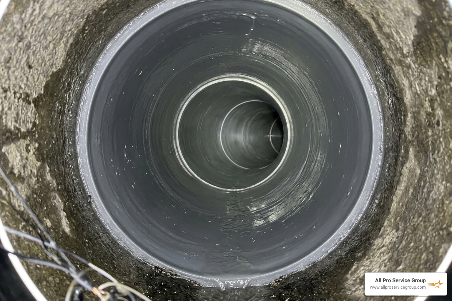 Interior view of a smooth, cured-in-place pipe liner showing zero joints - trenchless pipe repair