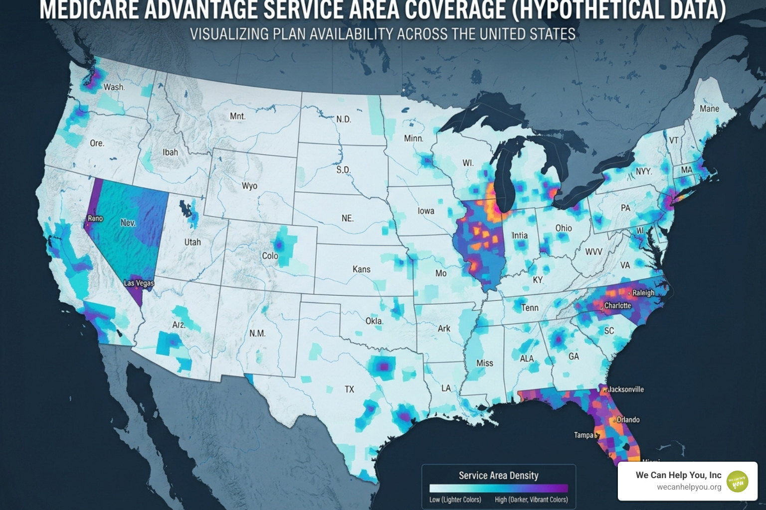 Digital map highlighting Medicare Advantage service areas across the US - medicare give back benefit Digital map highlighting Medicare Advantage service areas across the US - medicare give back benefit