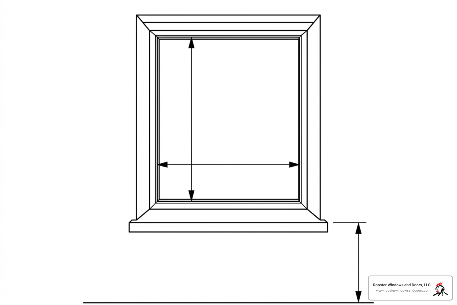diagram of window measurement showing width height and sill height - New egress window