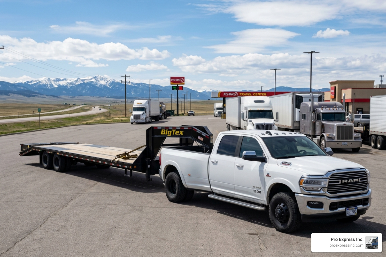 A dually pickup truck equipped with a gooseneck trailer ready for a cross-country hot shot delivery - hot shot delivery A dually pickup truck equipped with a gooseneck trailer ready for a cross-country hot shot delivery - hot shot delivery