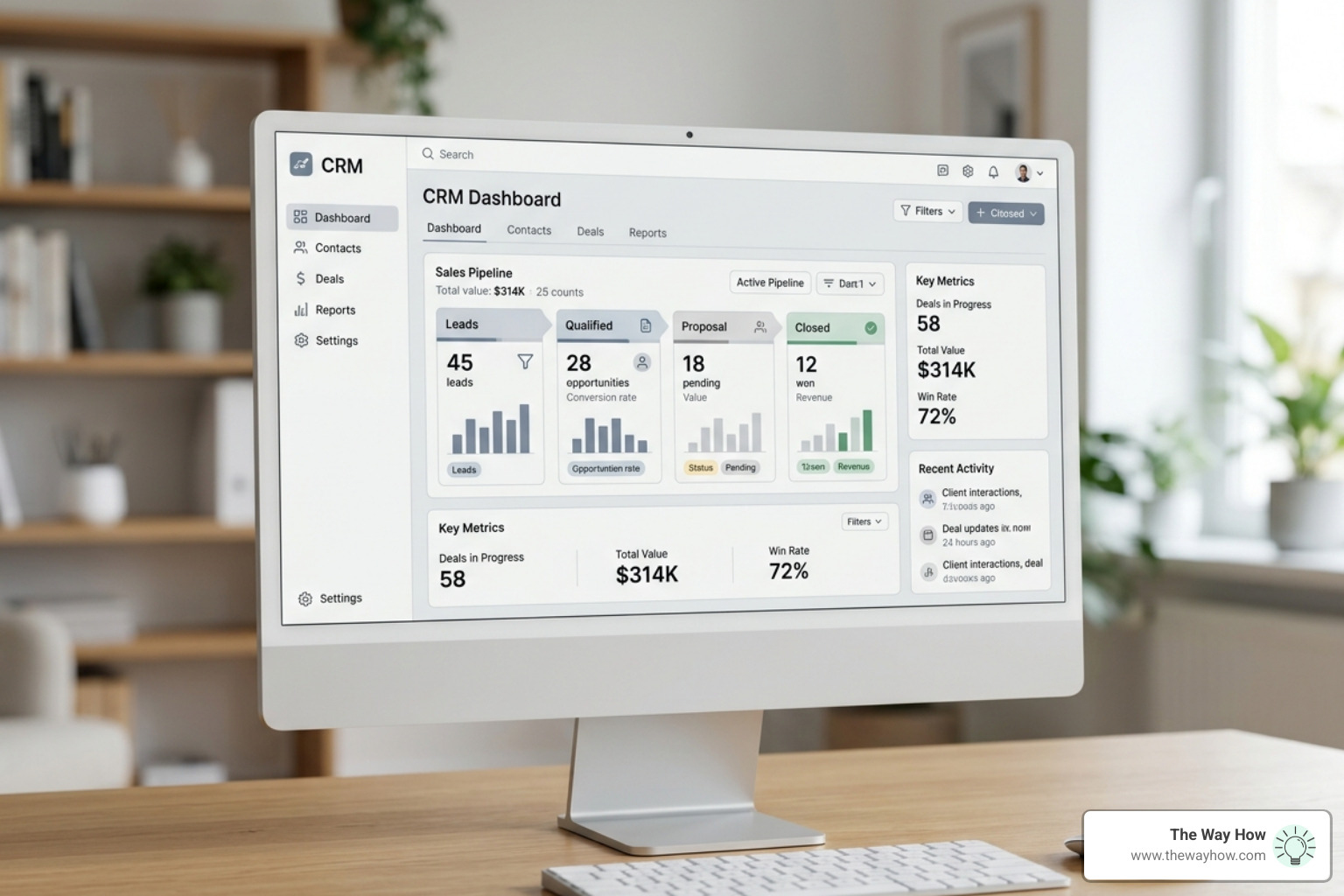 A clean, modern CRM dashboard showing a simple sales pipeline - crm for startups A clean, modern CRM dashboard showing a simple sales pipeline - crm for startups