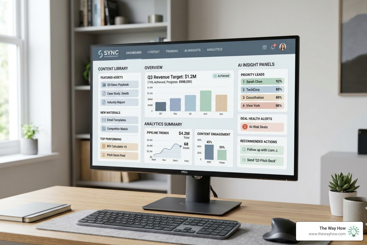 Centralized revenue enablement platform showing integrated content and AI insights - sales enablement tools Centralized revenue enablement platform showing integrated content and AI insights - sales enablement tools