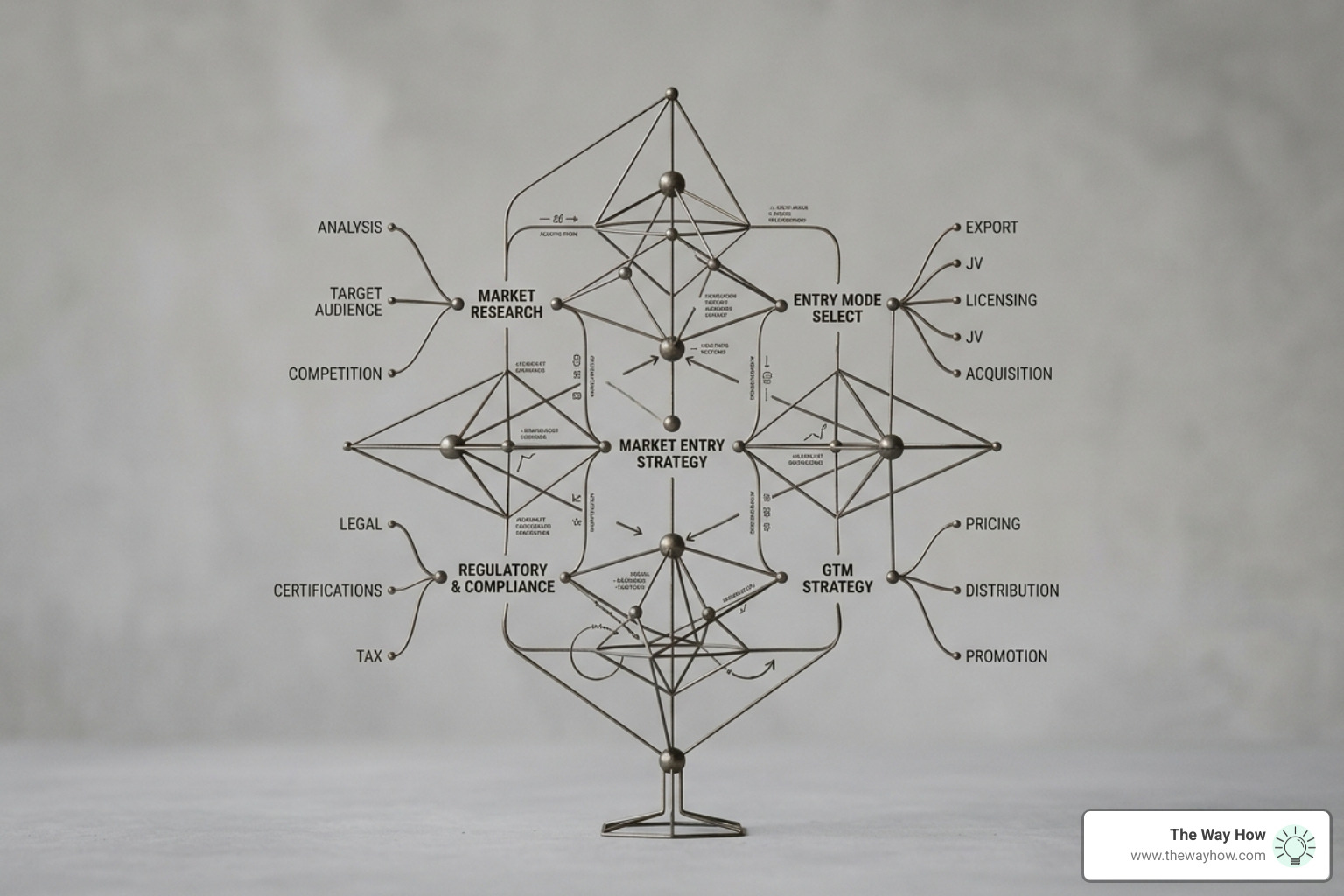 Conceptual visual representing a structured mental model for market entry - go to market consulting services Conceptual visual representing a structured mental model for market entry - go to market consulting services
