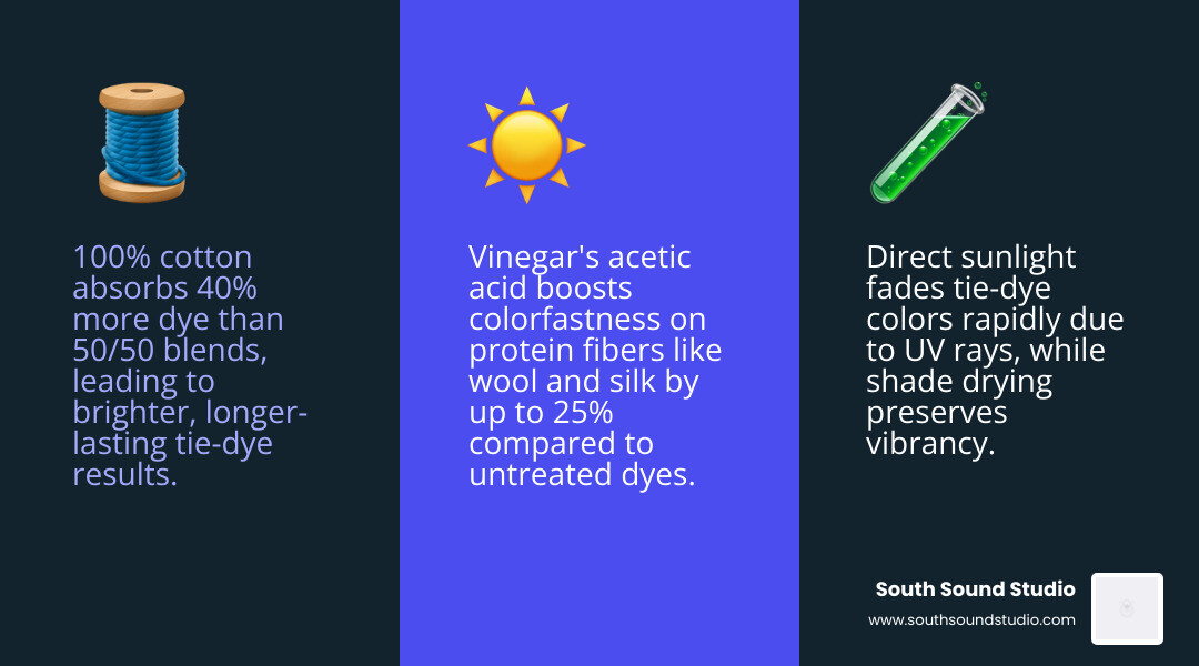 Statistic showing that 100% cotton absorbs 40% more dye than 50/50 blends - how to make tie dye brighter with vinegar