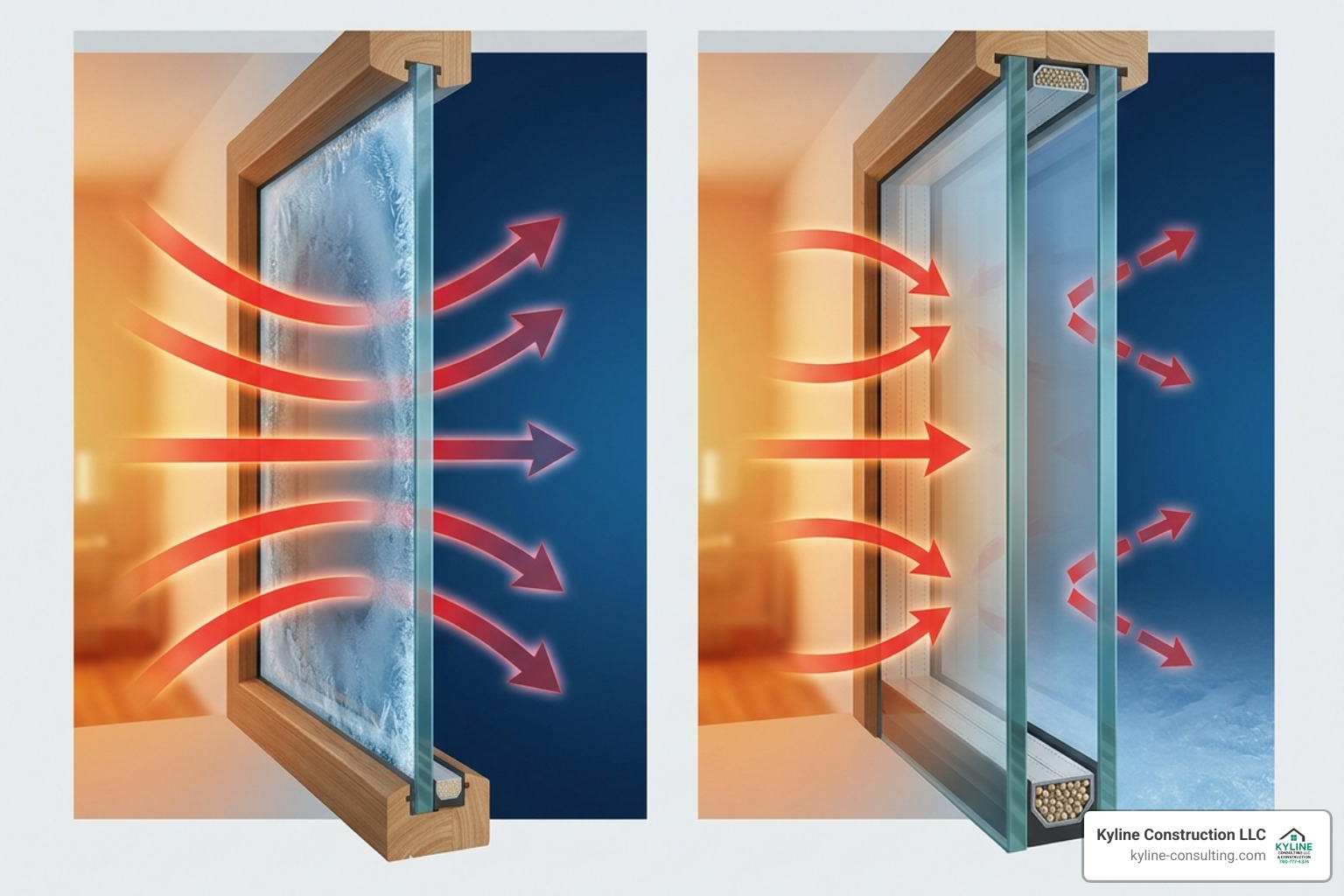 Comparison of single pane glass thermal transfer versus an insulated glass unit - energy efficient single pane glass