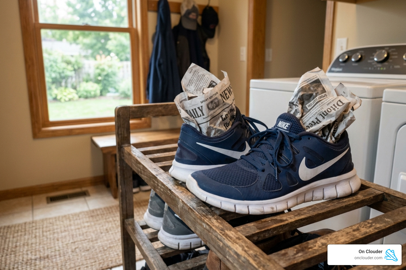 Nike Free Run shoes air drying in a well-ventilated room - can you wash nike free runs