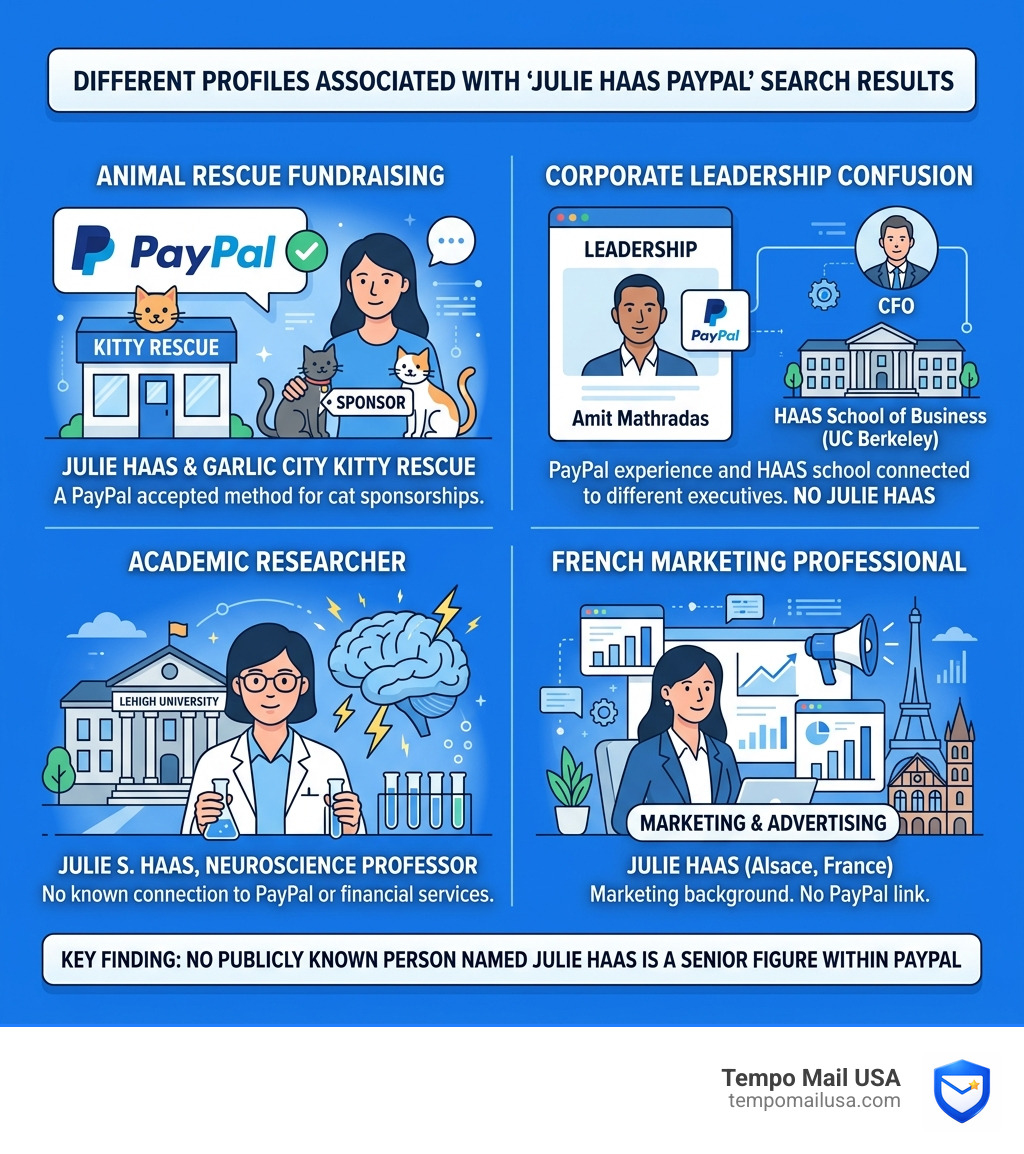 Different profiles associated with Julie Haas and PayPal search results infographic - julie haas paypal infographic Different profiles associated with Julie Haas and PayPal search results infographic - julie haas paypal infographic