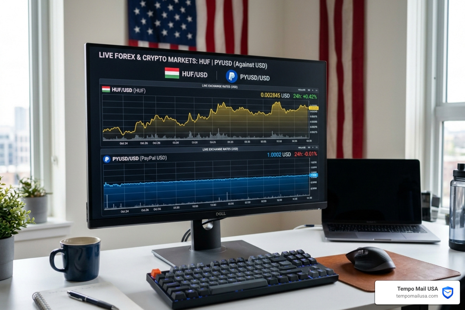 Digital currency charts showing HUF and PYUSD fluctuations - ft 1 huf paypal