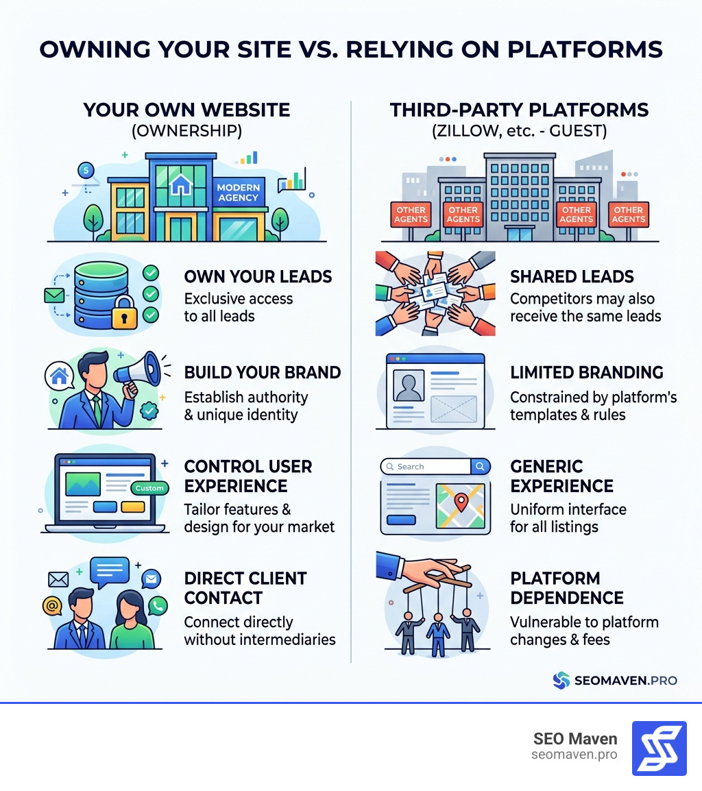 7 steps to build a real estate website vs. relying on third-party platforms like Zillow - How to Build a Real Estate Website