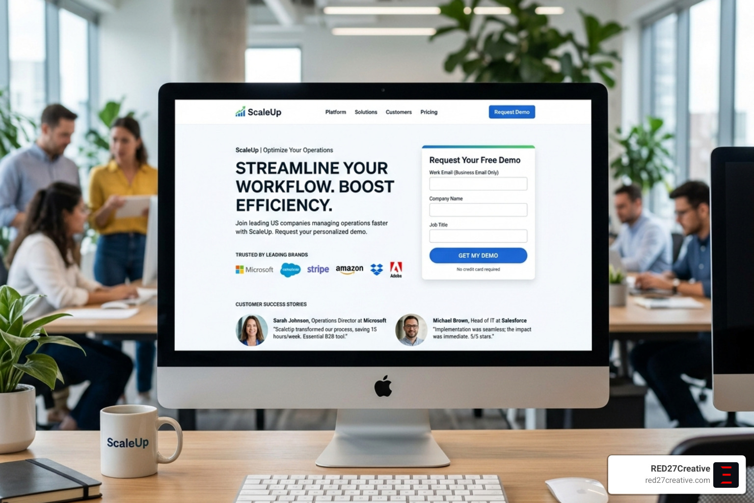 Optimized B2B landing page featuring form shortening and high-authority social proof - Conversion rate optimization B2B Optimized B2B landing page featuring form shortening and high-authority social proof - Conversion rate optimization B2B
