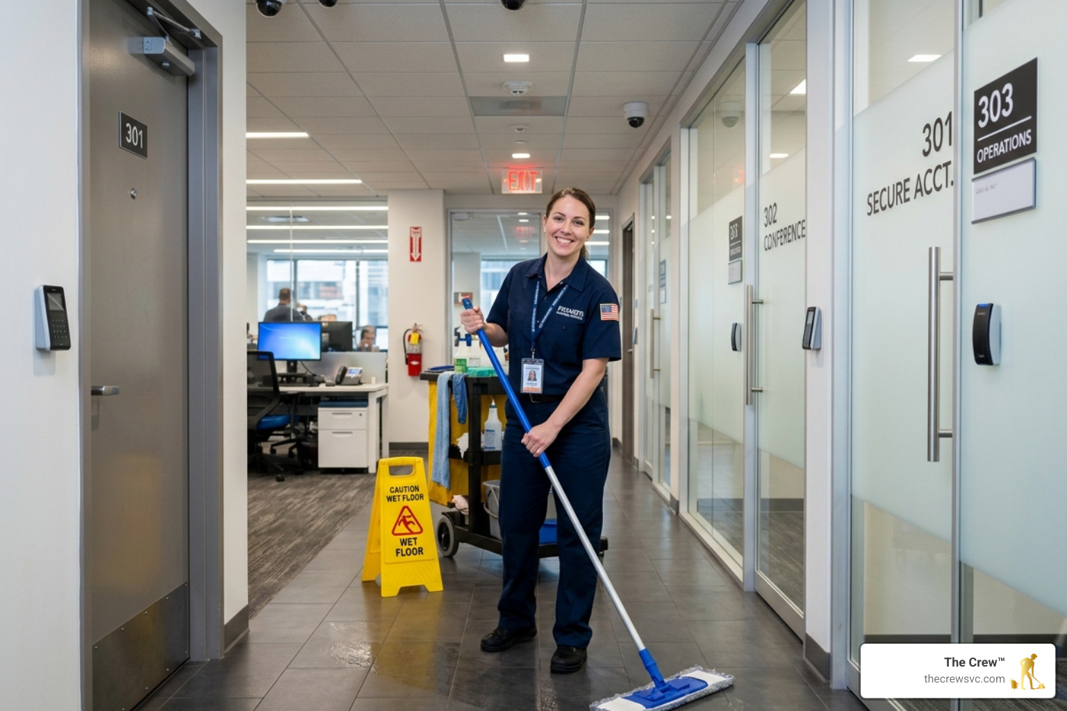 professional cleaner in a secure office environment showing trust and reliability - vetted staff cleaning services professional cleaner in a secure office environment showing trust and reliability - vetted staff cleaning services