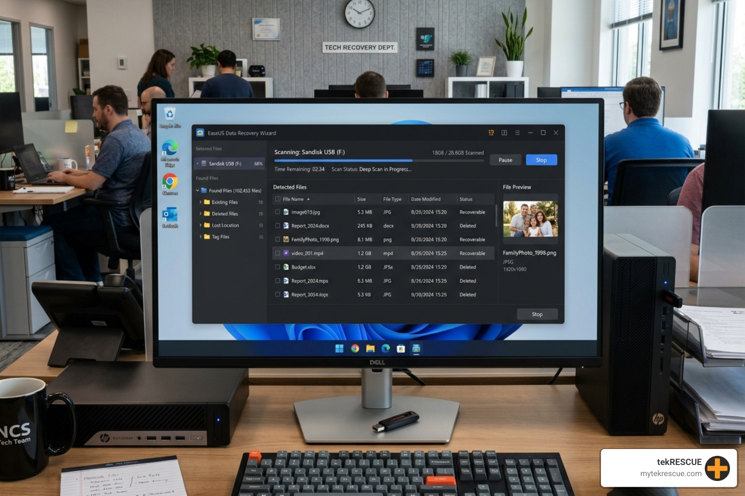 data recovery software interface scanning a USB drive - Flash drive recovery