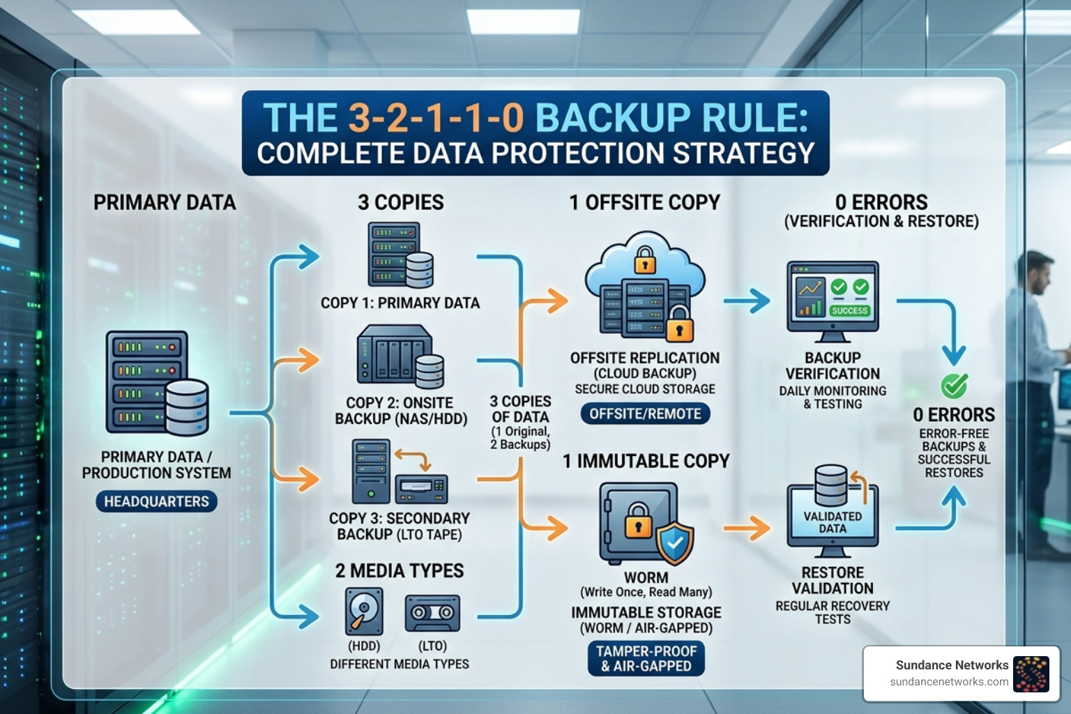 the 3-2-1 backup rule diagram - offsite data backup storage and disaster recovery