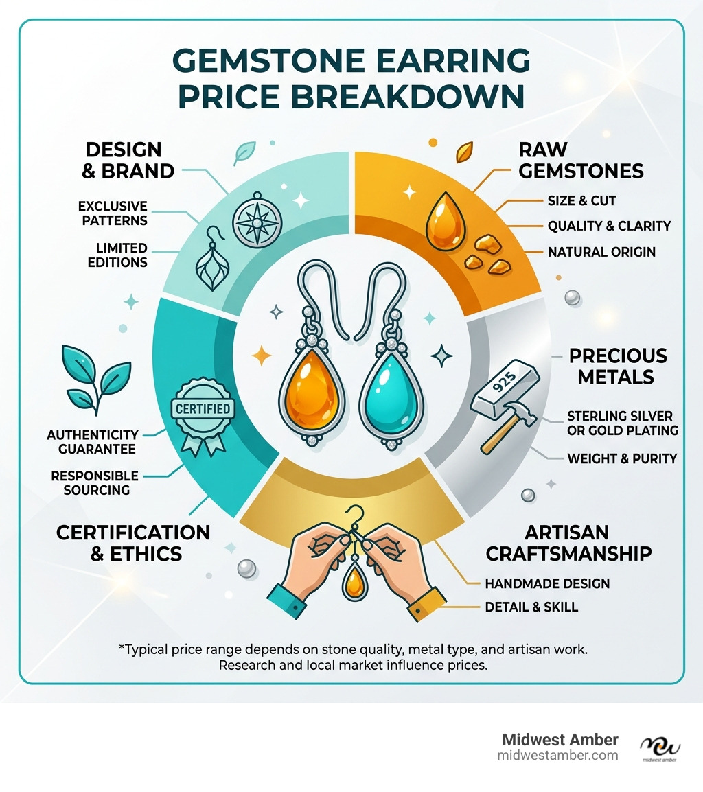 Infographic showing the price breakdown of gemstone earrings - amber and turquoise earrings infographic Infographic showing the price breakdown of gemstone earrings - amber and turquoise earrings infographic