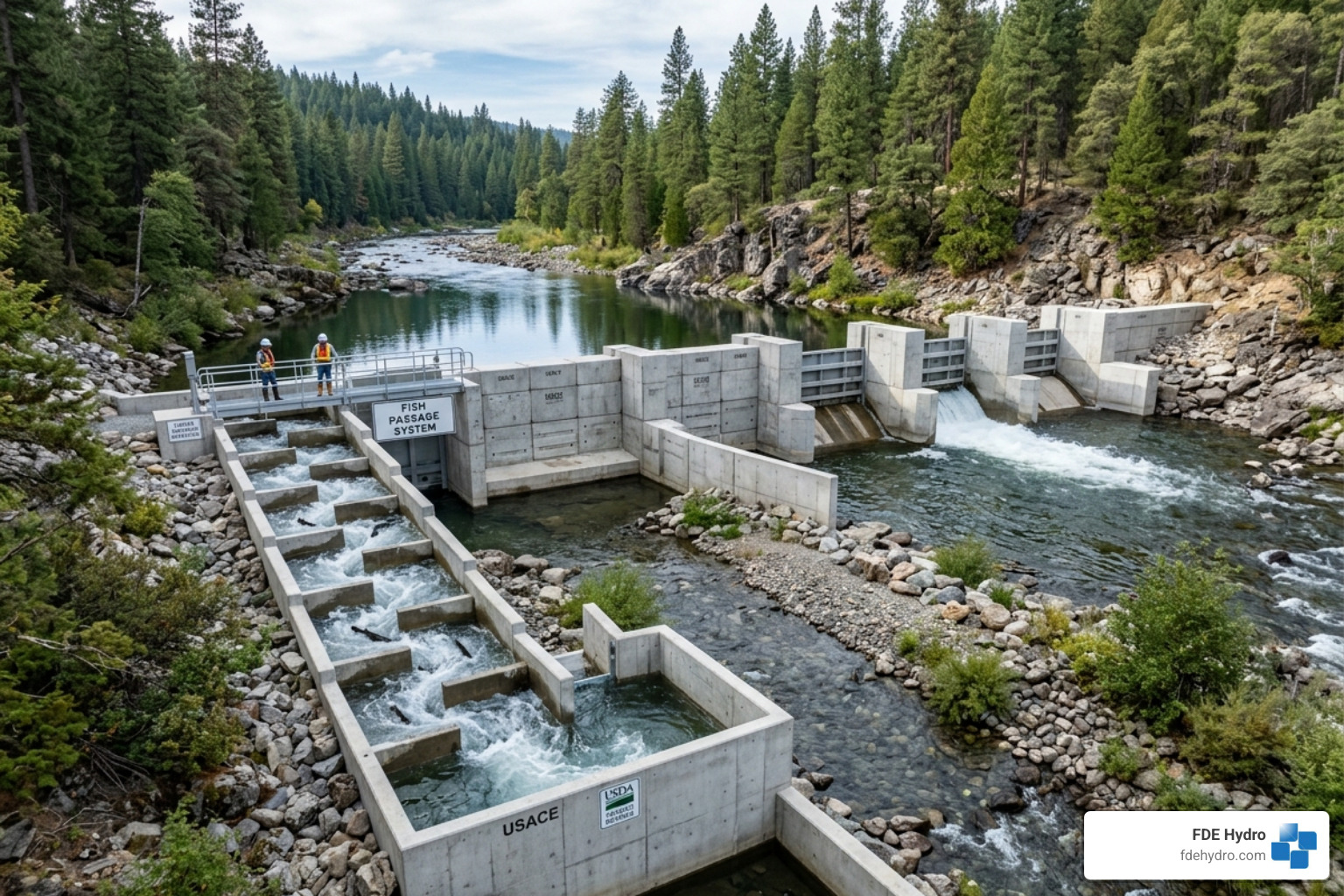 A modular fish passage system integrated into a precast dam structure - low-cost precast hydropower A modular fish passage system integrated into a precast dam structure - low-cost precast hydropower