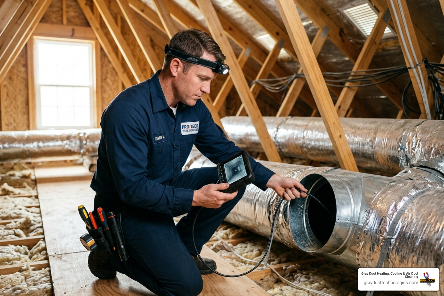 Professional technician inspecting ductwork with a camera - how often should you clean your air ducts Professional technician inspecting ductwork with a camera - how often should you clean your air ducts