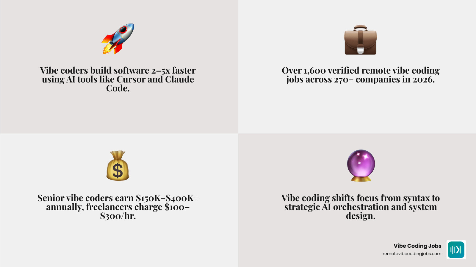 Vibe coding career paths infographic showing roles, tools, and salary ranges by experience level - vibe coding tech careers