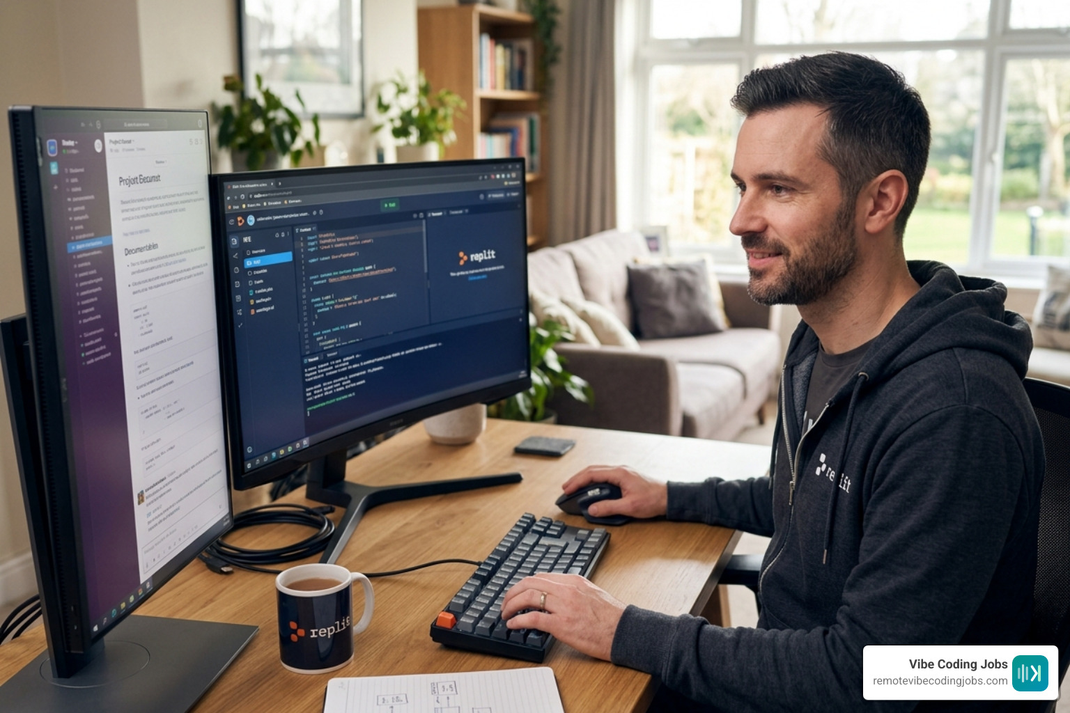 Replit cloud-based IDE interface showing AI-assisted coding - fully remote replit engineer