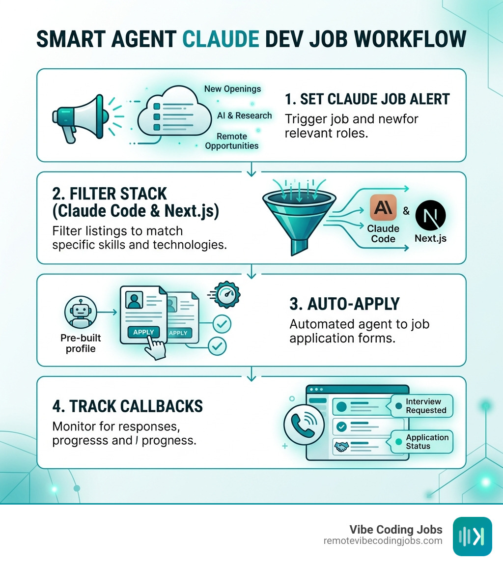 Multi-agent Claude dev job alert workflow: set alert, filter stack, auto-apply, track callbacks - claude dev job alerts Multi-agent Claude dev job alert workflow: set alert, filter stack, auto-apply, track callbacks - claude dev job alerts