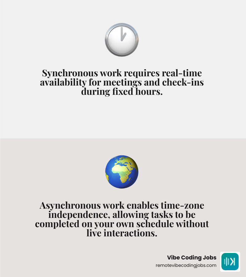infographic showing synchronous vs asynchronous communication differences in remote work - part-time asynchronous jobs