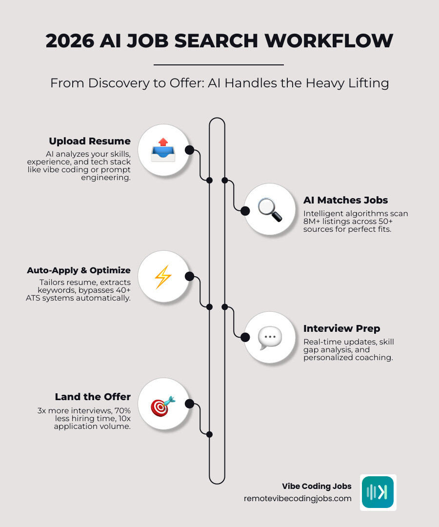 2026 AI job search workflow from discovery to offer: upload resume, AI matches jobs, auto-apply, ATS optimized, interview 2026 AI job search workflow from discovery to offer: upload resume, AI matches jobs, auto-apply, ATS optimized, interview